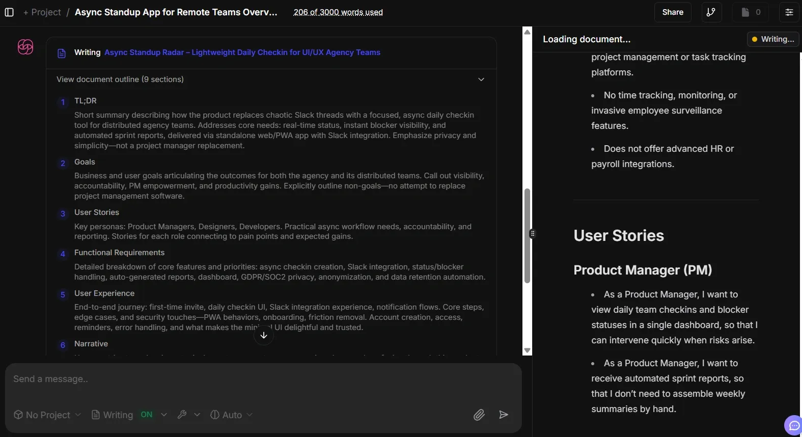 ChatPRD Generates