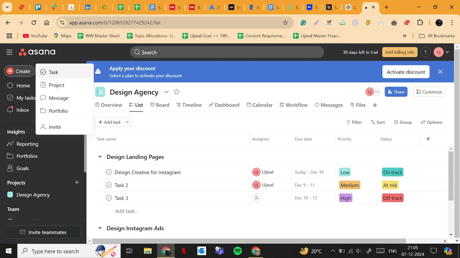 navigation design in asana saas app.webp